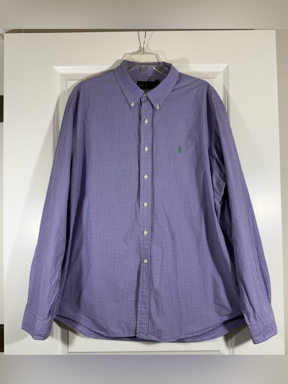 Ralph Lauren Lavender Gingham Check Button-Down Shirt Green Pony